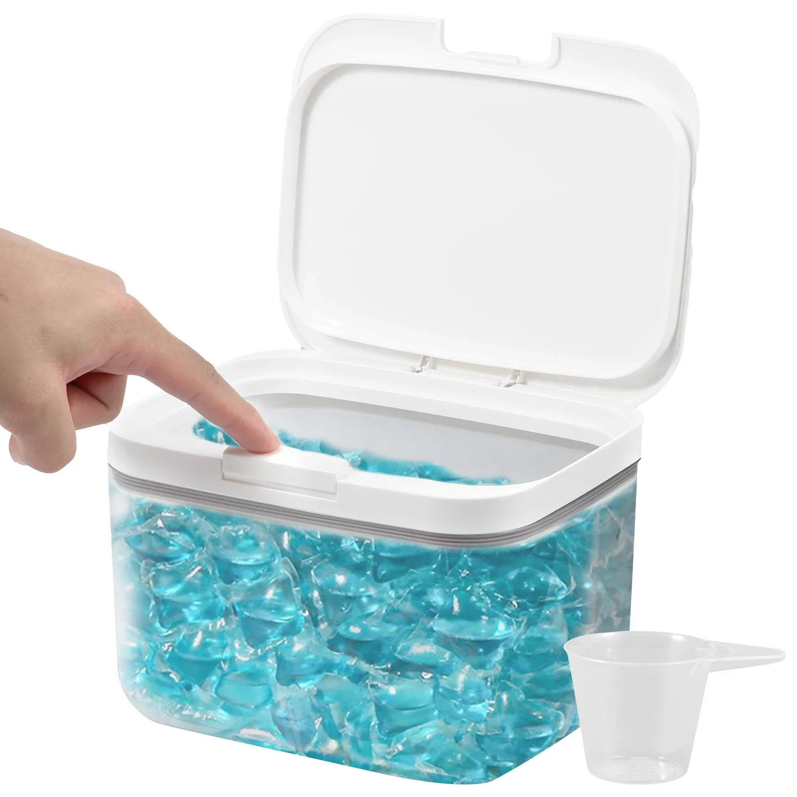 

Laundry Pods Container Automatic Pop-Up Scent Booster Laundry Powder Storage Box Sealed Clear Laundry Room Organization Cute box