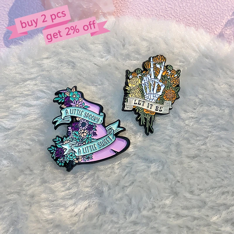 Bad Witch Club Enamel Pin Custom Moon Phase Butterfly Skeleton Hat Brooch Lapel Badges Punk Gothic Jewelry Gift for Kids Friends