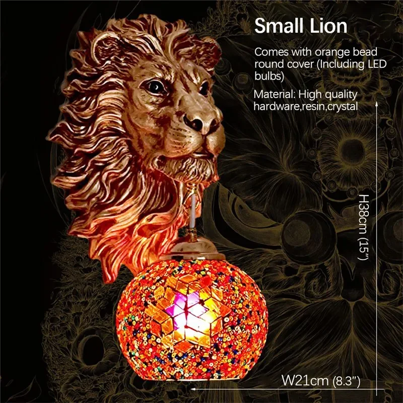 GISELLE Contemporary Lion Wall Lamp Retro Creative Living Room Bedroom Bar Cafe Western Restaurant Aisle Decoration Wall Light