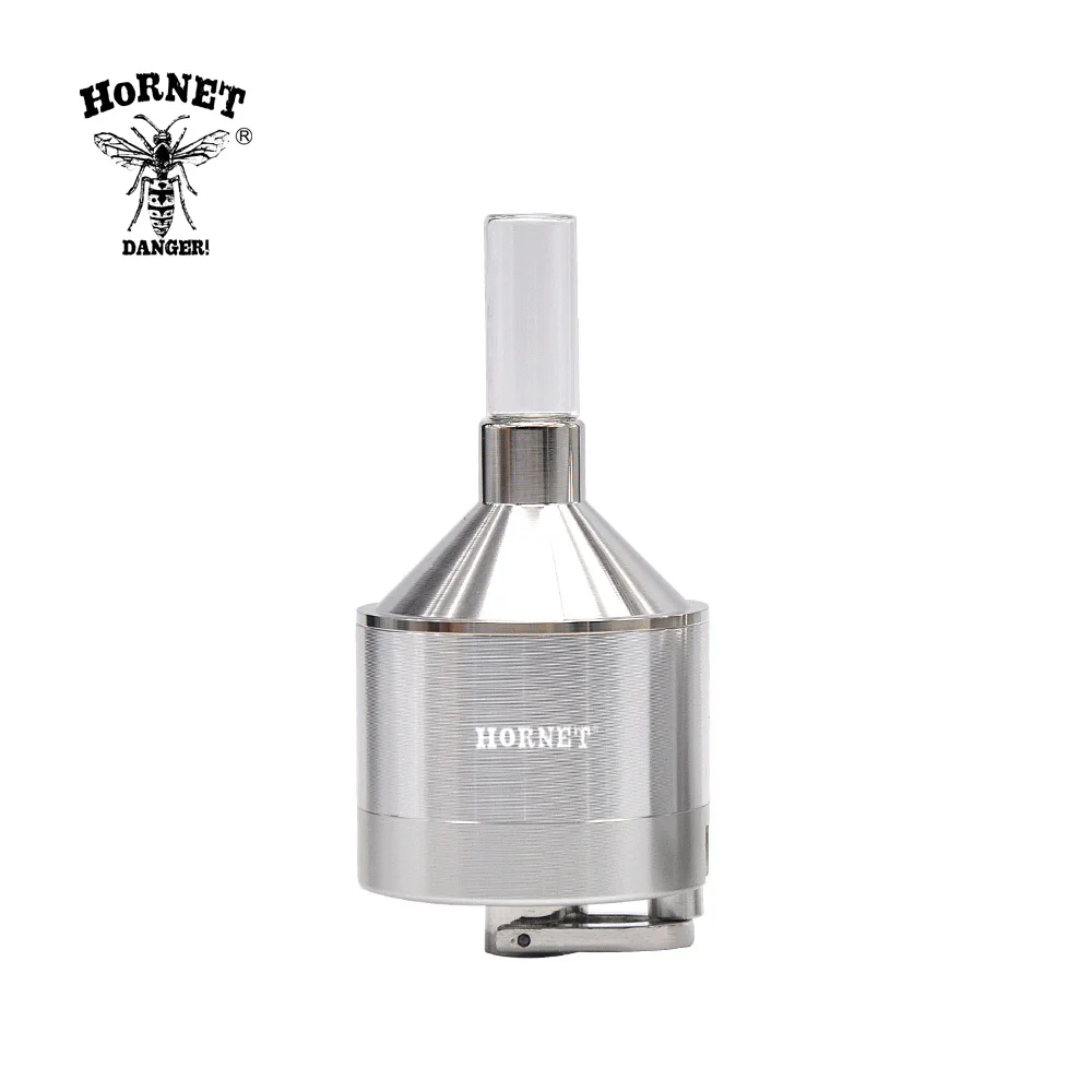 Hornet 56mm /44mm Aluminum Metal Powder Spice Grinder Herb Mill Grinder Hand Crusher with Glass Snuff Bottle