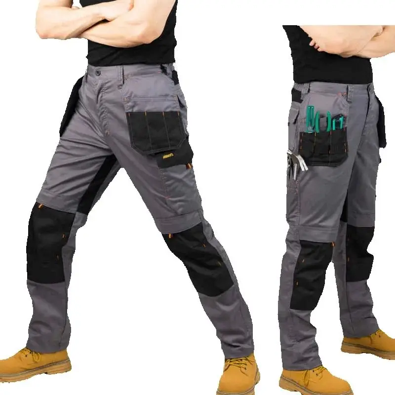 Pantalon de travail en tissu sergé pour hommes, avec coussinet de protection des genoux, pantalon multi-poches pour cyclisme en plein air, pantalon tactique robuste et résistant à l'usure