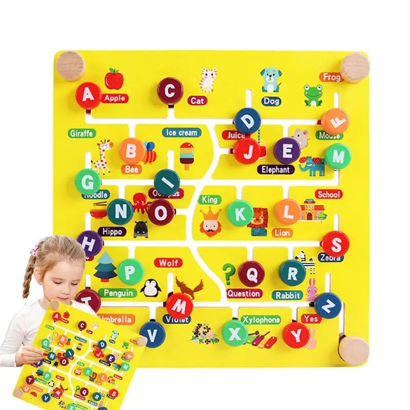 

Letter And Number Maze Activity Board Matching Toy For Letter And Number Learning Educational Fine Motor Wooden Maze Game