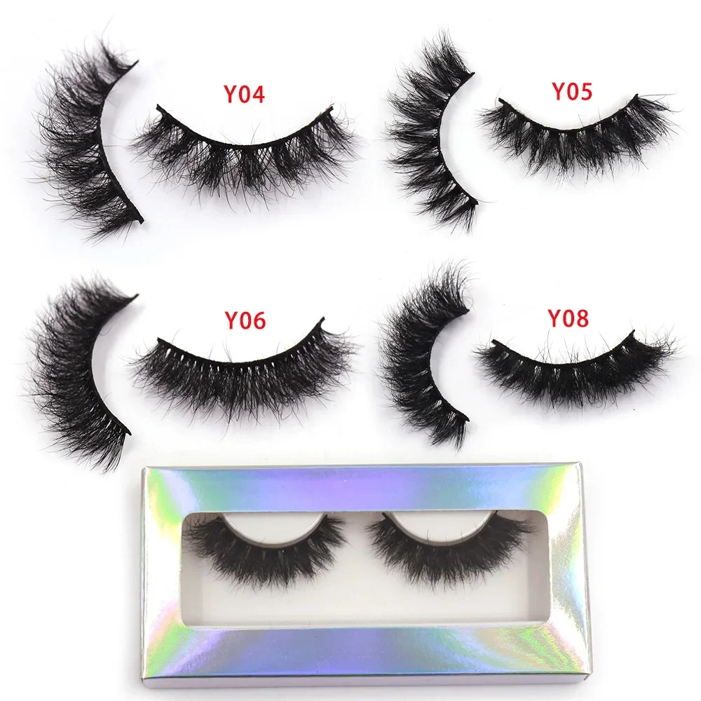 AMAOLASH Soft Layered Messy Mink Lashes Natural Volume 15mm Eyelash Extension Real Mink for Makeup Y08