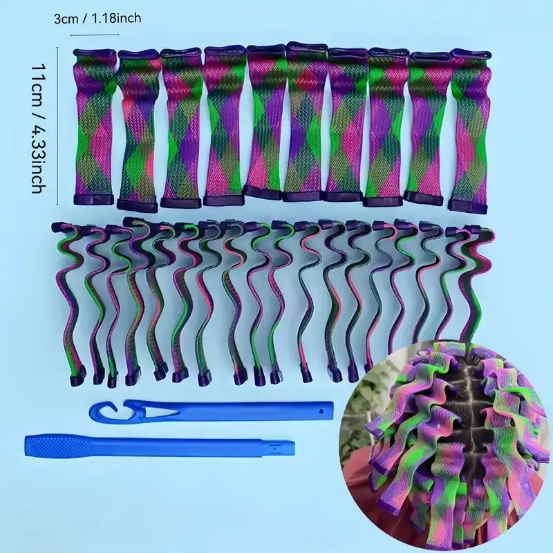 18/28 قطعة ماجيك بدون حرارة موجة المياه مموج الشعر الملمس التلقائي شريط لف تصفيف الشعر موجة تشكيل الحديد الشعر Texturing أداة