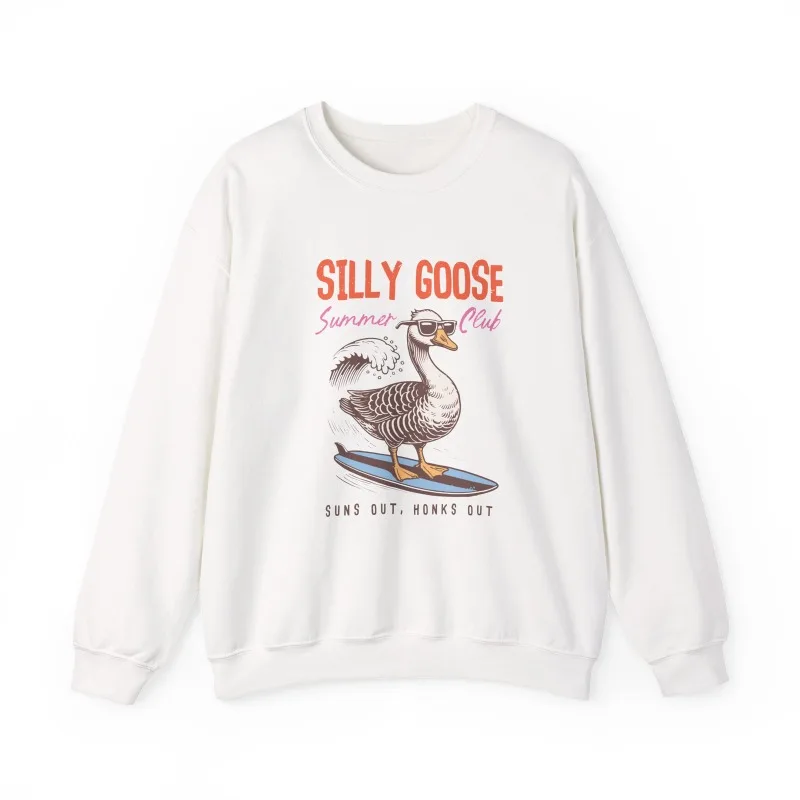 سخيفة أوزة البلوز الصيف | سترة بغطاء للرأس هدية ممتعة للجنسين من Beach Vibes بياقة دائرية وأكمام طويلة، ملابس علوية مريحة وناعمة #6