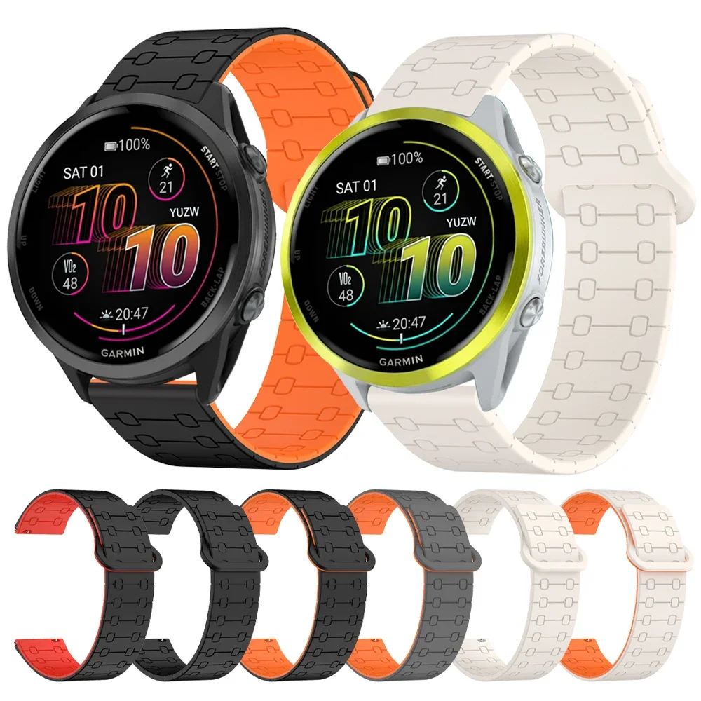 22mm Silicone Magnetic Band For Garmin Forerunner 970 570 47mm 265 255Music 965 745 Sport Strap For Garmin Venu 3 2 Vivoactive 4