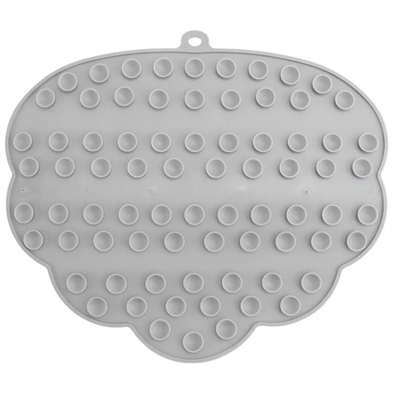 AA81-Wall-Mounted Hands-Free Back And Foot Shower Massage Silicone Mat With Suction Cups Gray