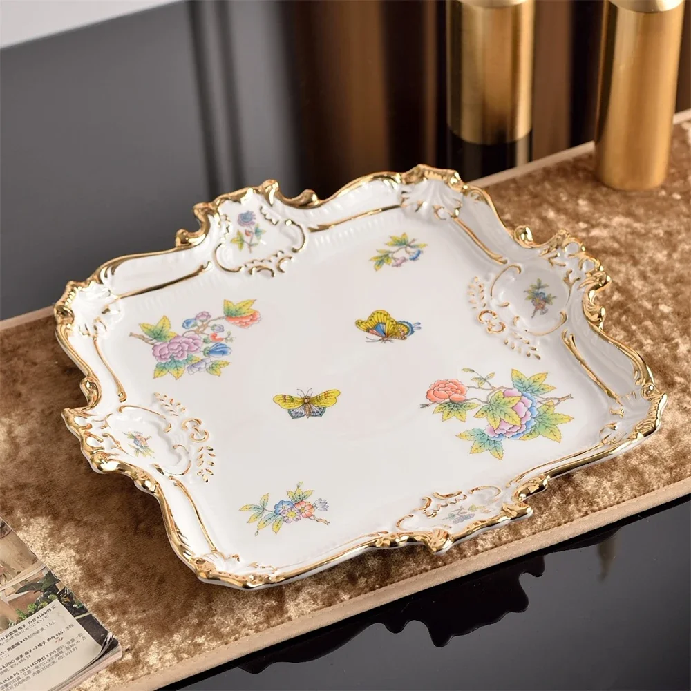 British Kitchen Accessories Tableware Afternoon Tea Pot Sugar Can Milk Pot Tray Coffee Cup Plate Printed Tableware
