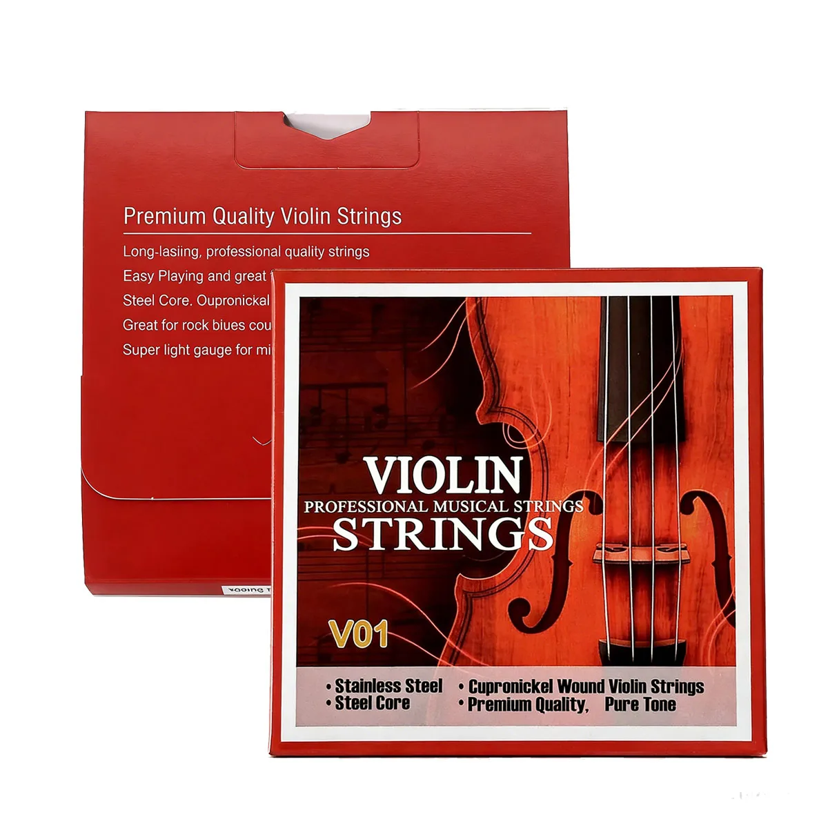Miwayer 1Set V01 Violin Strings - 4 Strings (G-D-A-E), Medium Tension, Steel Core, Cupronickel Wound, Violin Parts&Accessories