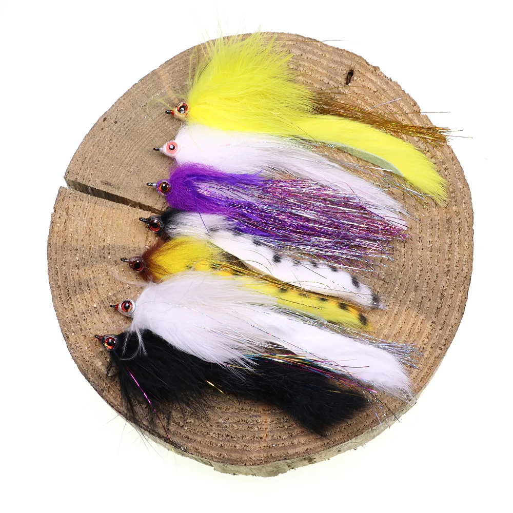 1 pieza/3 piezas # Señuelos de pesca 2/0 3D Fish Eyes Zonker Streamer para pesca de grandes especies como muskellunge, lubina, lucio, salmón y para pesca en agua salada