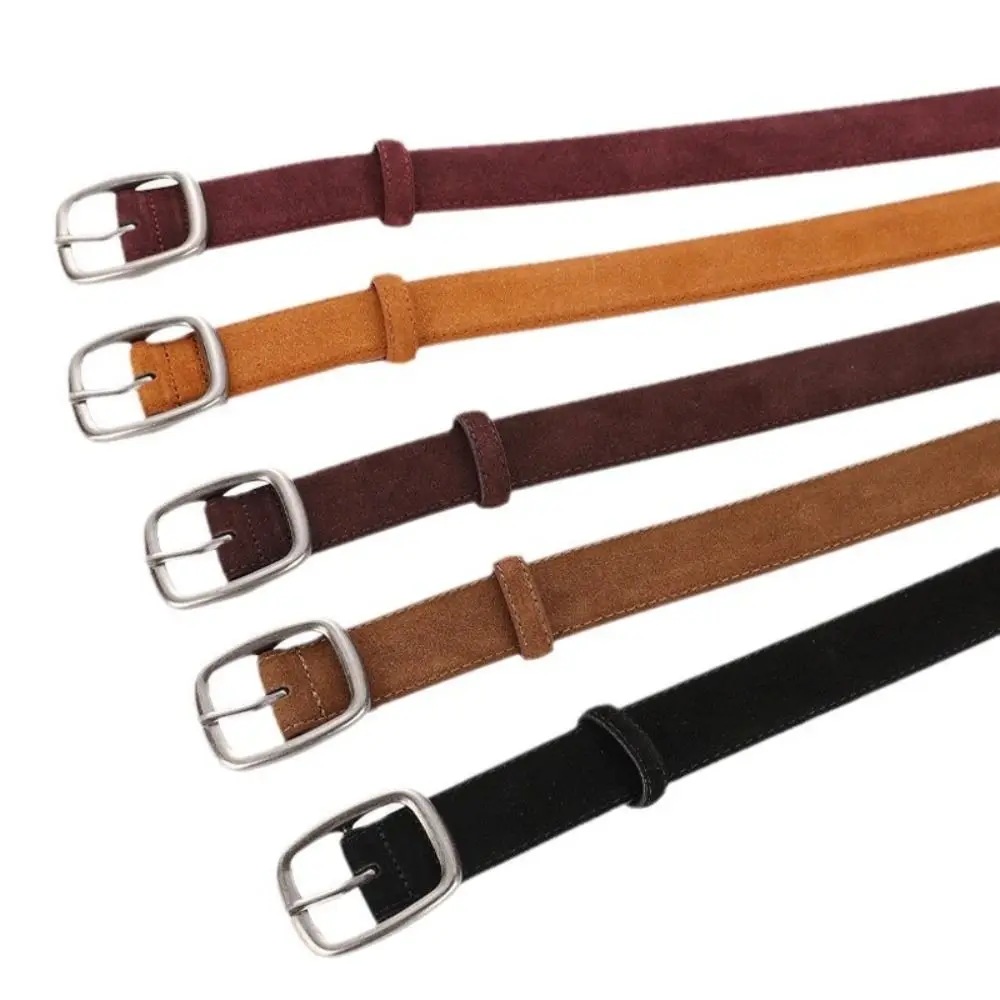 أزياء الجينز ديكور حزام من جلد الغزال الفضة مربع مشبك الكورية نمط بو الخصر عرض الأزياء بنطلون الديكور يوميا #4