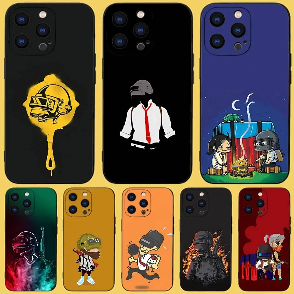 

Game P-PUBGS Phone Case For iPhone 17,16,15,14,13,12,11,Pro,Max,Plus,X,XS,SE4,E,Mini,Soft Black Case
