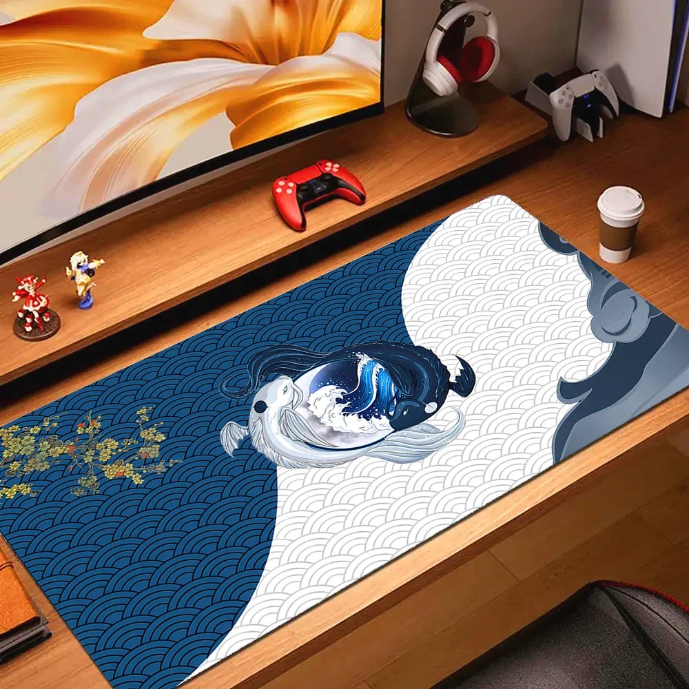

Yin-Yang Koi Carp anime Mouse Pad Gaming mats Rubber non-slip desk mat pc accessories keypad mousepad Suitable for work and game