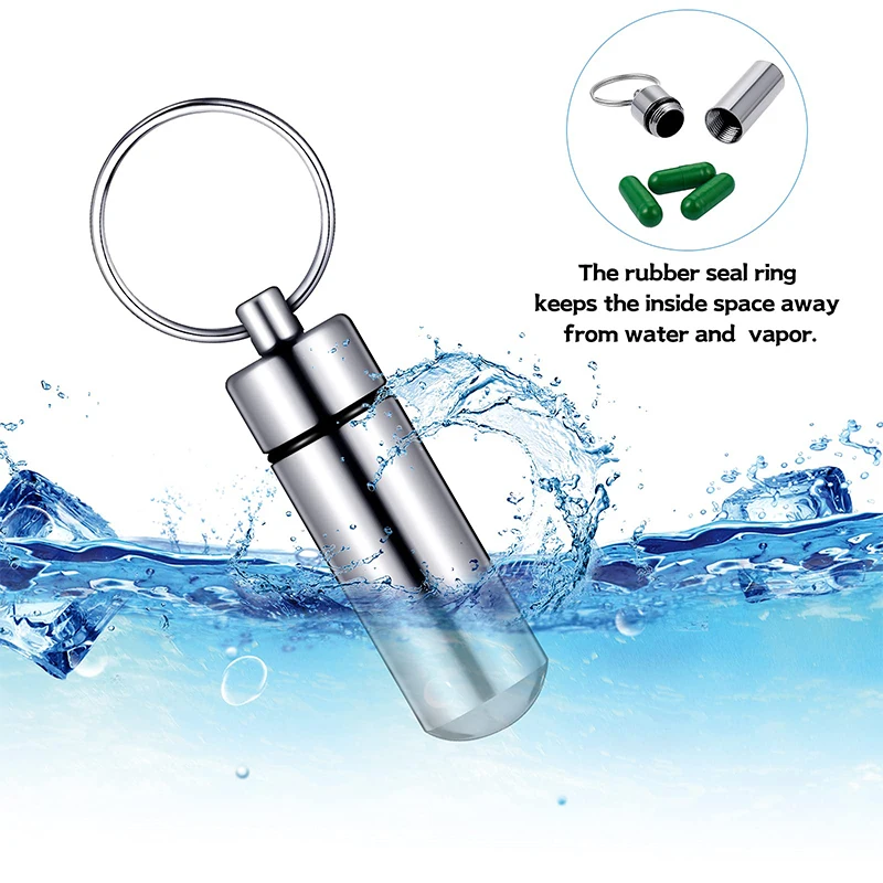 12Pcs Pill Box Keychain Waterproof Single Pill Organizer for Outdoor Travel Camping