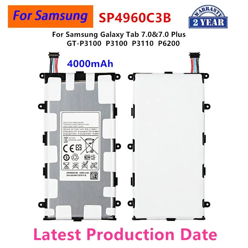 Brand New Tablet SP4960C3B Battery 4000mAh For Samsung Galaxy Tab 2 7.0/7.0 Plus GT-P3100 P3100 P3110 P6200