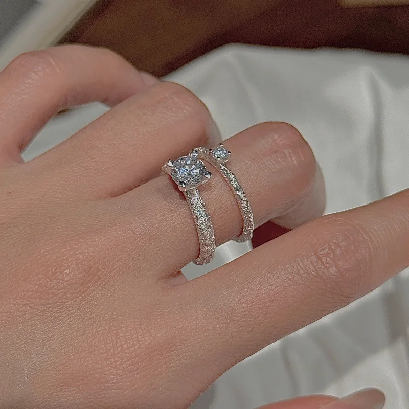 [Cciris.Com] S925 Silver Sparkling Ring Japanese Vintage Minimalist Wholesale Stacking Jewelry for Women 2