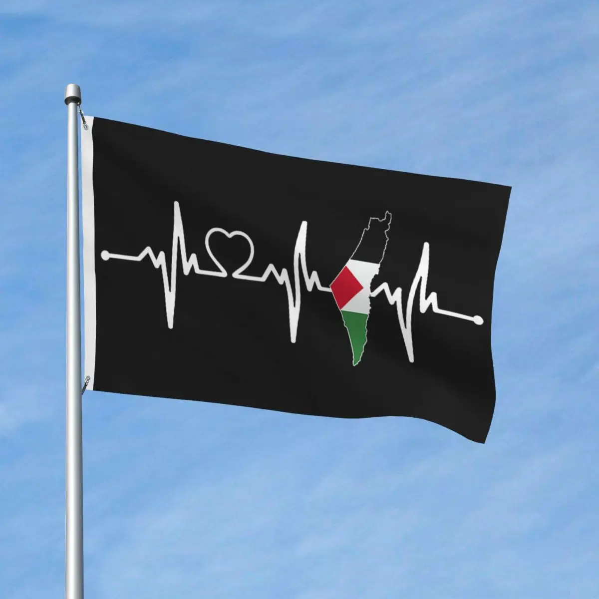 Palestine Heartbeat Palestinian-Flag Of Palestine Flag Polyester Hanging Banner For Home Decoration 90X150cm Fashion Flags
