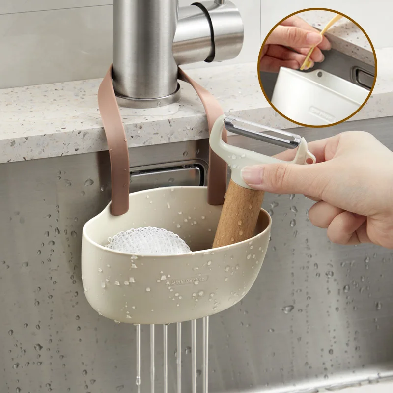 Kitchen Sink Holder Hanging Drain Basket Soap Sponge Organizer Single Double Layer Bathroom Hanging Storage Basket Kitchen Tools