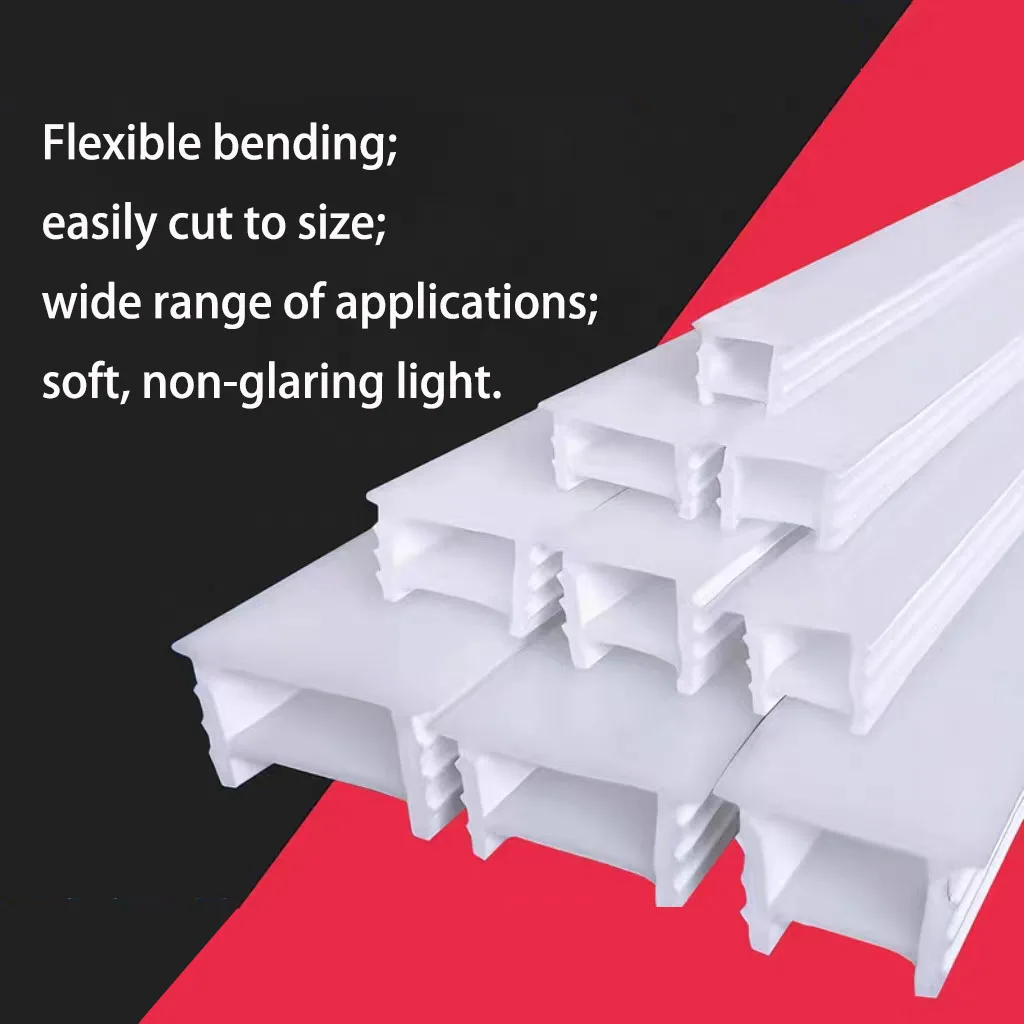 Silicone LED Neon Light Cover (for Softer Light) - Recessed Installation, Compatible with 6-14mm LED Strips