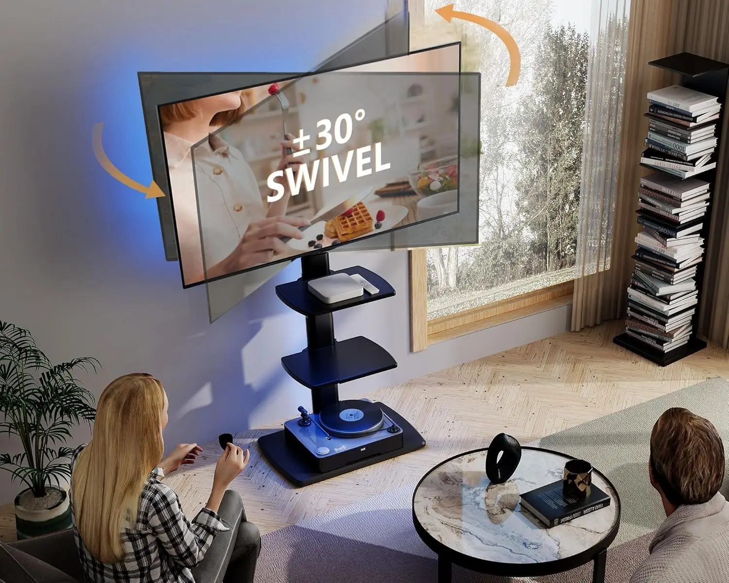 

FITUEYES TV Stand with LED Lights, TV Floor Stand for 32 to 70 inch TVs