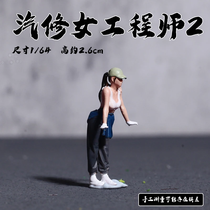 1:64 Auto Repair Shop Scene Female Automotive Engineer Car Washer Miniature Figurine Favorites Toys