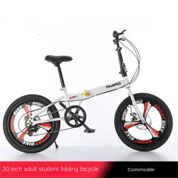 Cross Life Carbon Steel Adult Folding Bicycle Ultra-light Portable Wholesale Student Bicycle Disc Brake Speed Scooter 20 Inches