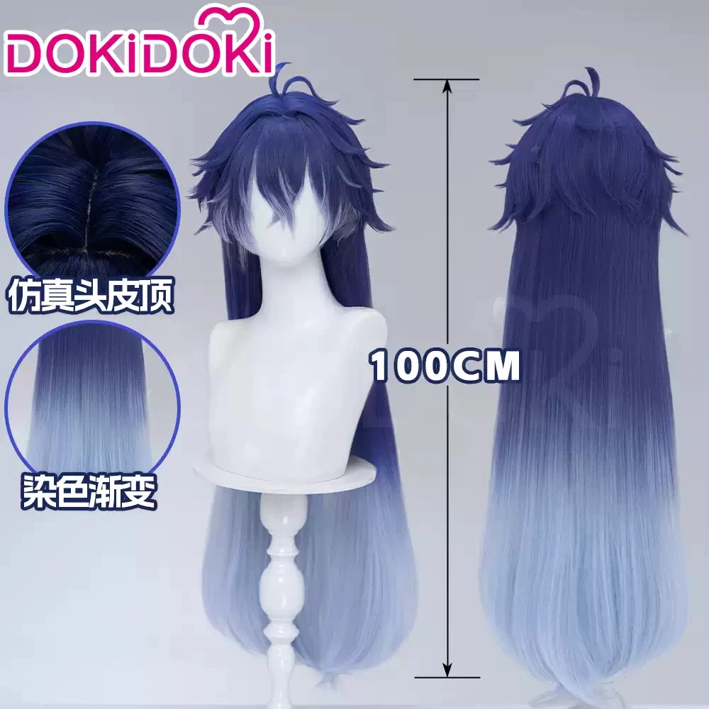 Peruka Cosplay Anime Genshin Impact Flins, odporna na ciepło, syntetyczne włosy, peruka na Halloween, imprezę, do odgrywania ról, rekwizyt na Halloween, prezent na Boże Narodzenie