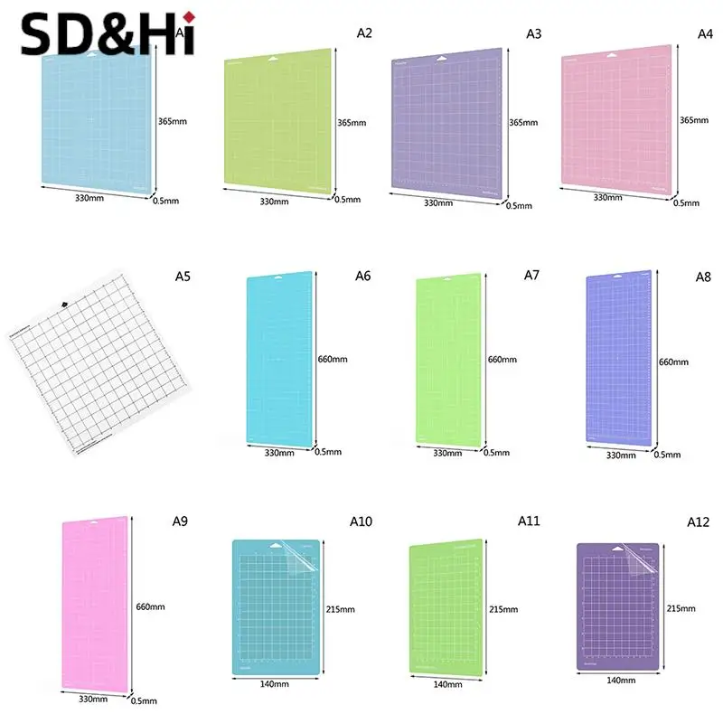 Mixed Color Engraving Machine Base Plate, Tapete de corte para Cricut, Cameo 4, Esteiras de PVC adesivas, 1Pc