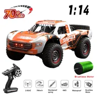 1:14 Competitive Brushless RC Car High Speed 70KM/H RC Off Road Remote Control Vehicle 4WD Drift Boy Remote Control Toy Car