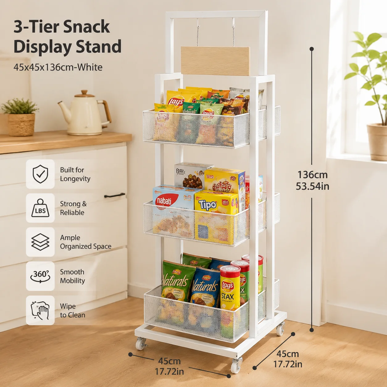 White 3-Tier Retail Display St - Home Office Bookshelves ulasan dan harga