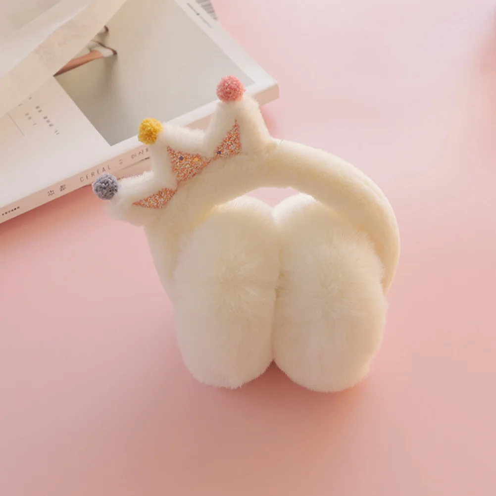 1개 어린이 귀마개 만화 왕관 패턴 겨울 야외 귀덮개 따뜻하게 유지하는 어린이 귀마개 두꺼운 귀마개
