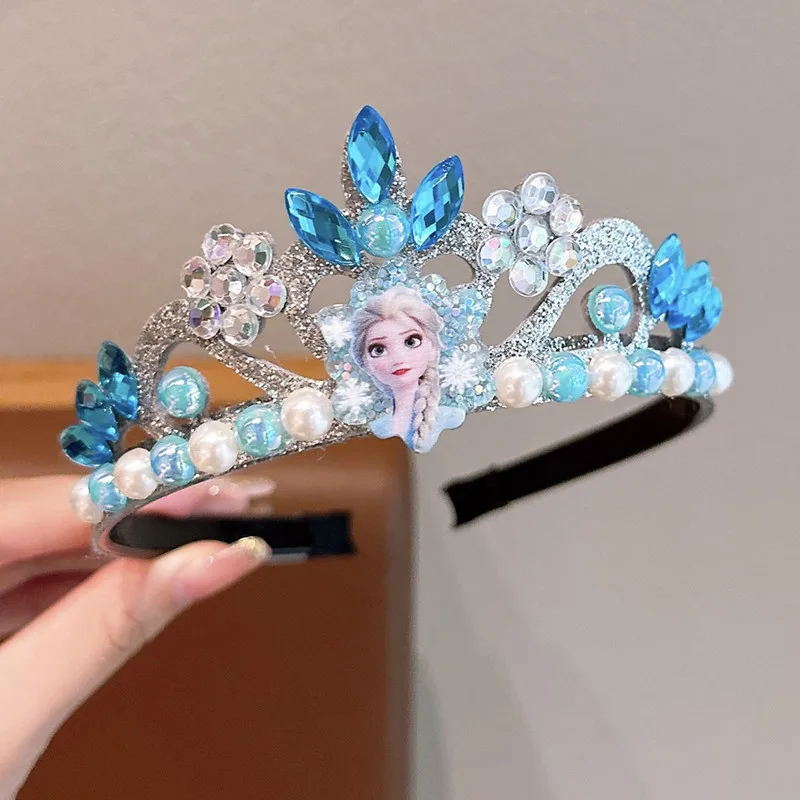 Couronne de princesse Elsa pour enfants, bande de sauna pour filles, accessoires pour cheveux Disney, accessoires de robe, cadeaux Kawaii, Frozen Anime