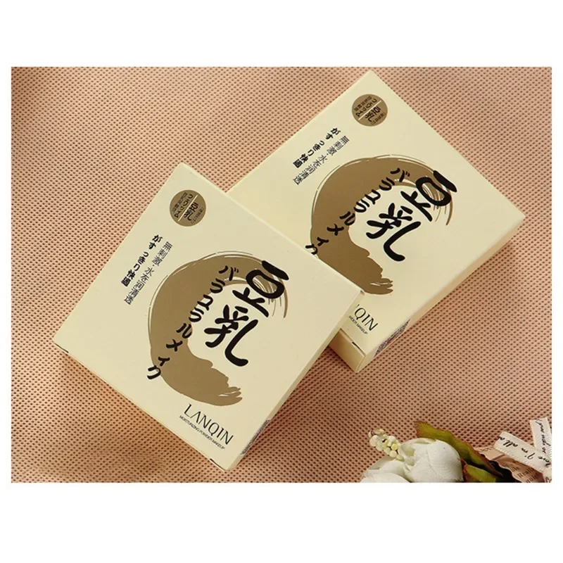 Mineral นมถั่วเหลือง Pressed Powder Long Lasting Oil Control Face Foundation กันน้ําไวท์เทนนิ่งคอนซีลเลอร์แต่งหน้าธรรมชาติ