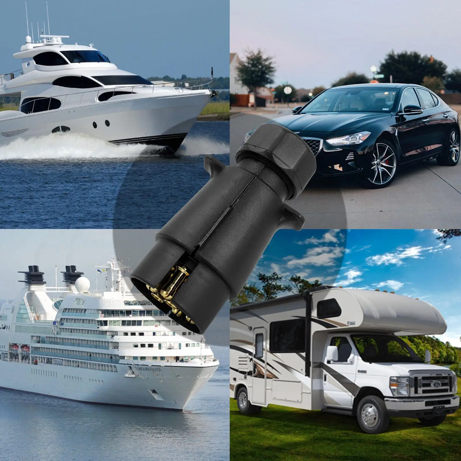 

Trailer Plug Electrics Plug Adapter 7 Way European Standard Mount Accessories