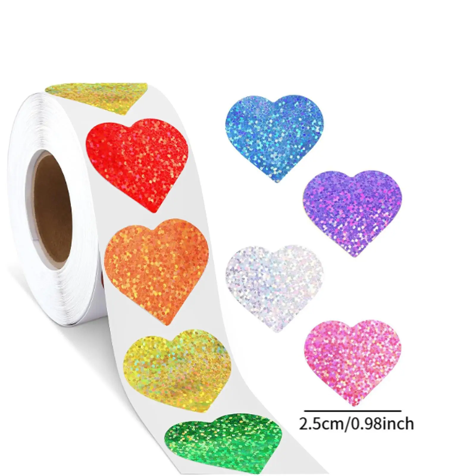 Seal Sticker Heart Stickers Roll 8 Colors Design Decorative Paper Label Stickers Card Making for Birthday Valentine's Day