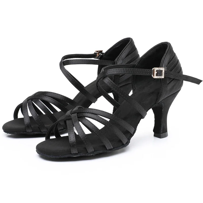الفتيات قاعة الرقص أحذية المرأة أحذية الرقص اللاتينية لينة أسفل عالية الكعب السيدات ممارسة اللاتينية السالسا أحذية عالية الكعب 5-7 سنتيمتر #1