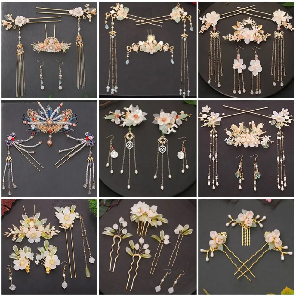 Female Chinese Crystal Decorative Hair Clip Hanfu Headwear Women's Hair Accessories Hairpins Ancient Costume Tassel Headwear