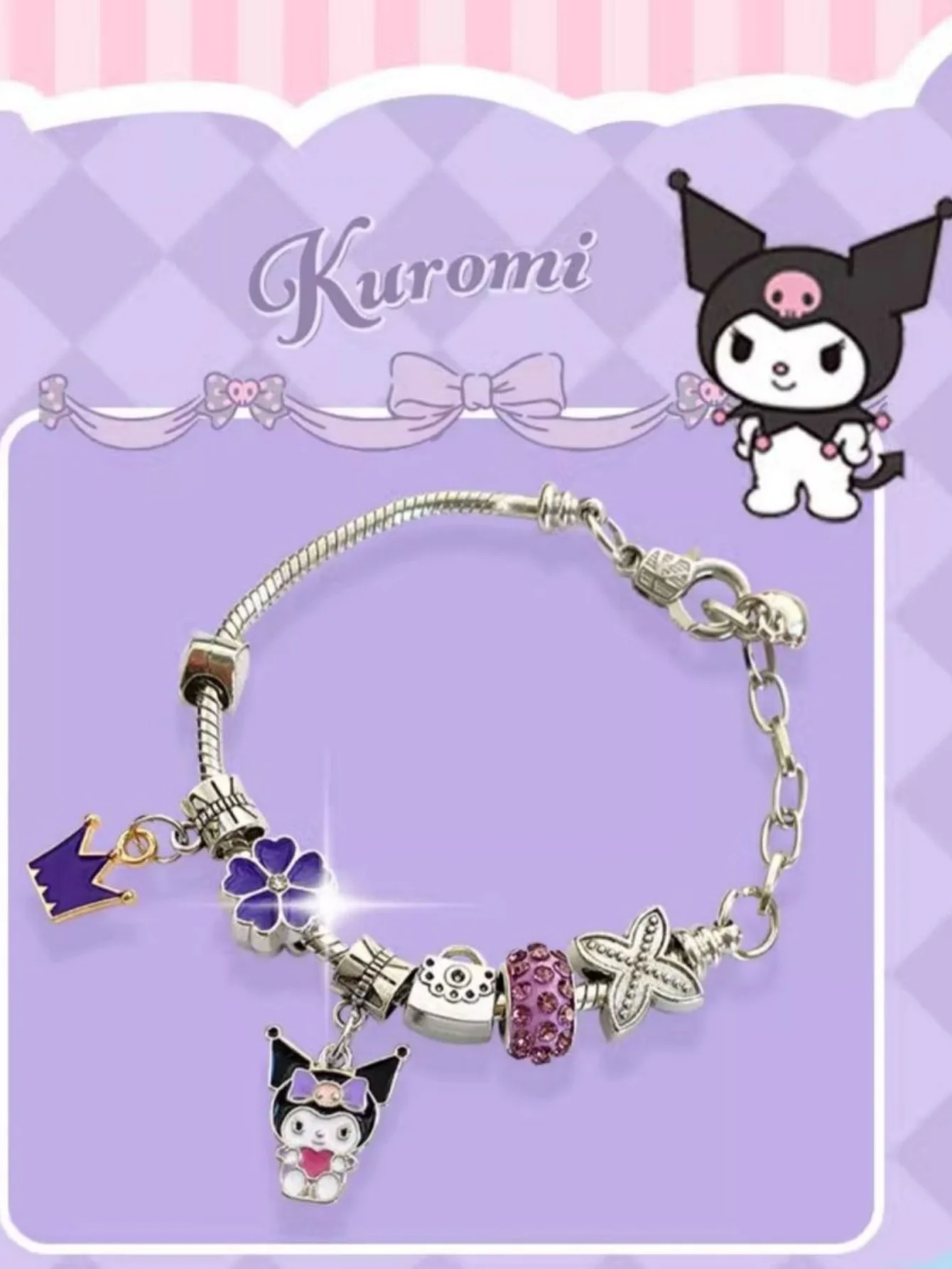 1 Stück Cinnamoroll Melody Kuromi Kawaii Süße Cartoon Anime Damen Trendige Perlenkette Accessoires Party Deko – Detail 8
