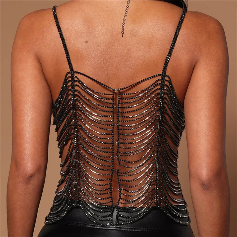 Sexy Multi-layer Rhinestone Tops Breast Chain Chic Women's Lingerie Body Chain Crystal Shiny Chest Bra Bikini Sling Vest Jewelry