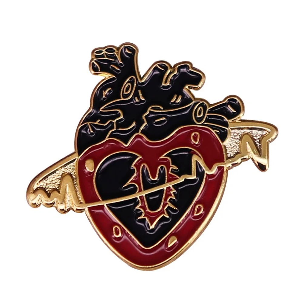 Shape Cut Heart Lapel Pin Custom Metal Enamel Badge Beating Heart Funny Brooches Please Send Your Design