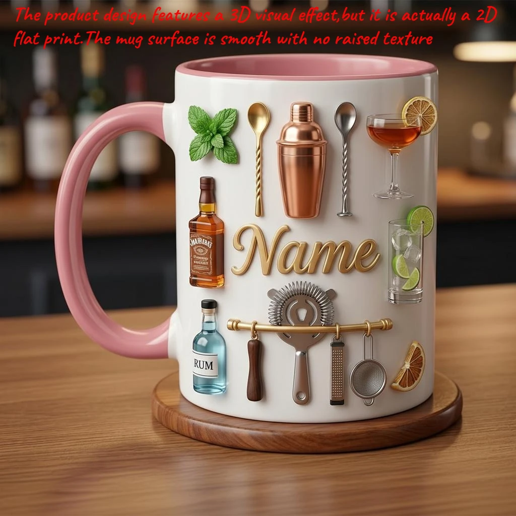 Personalized Bartender Mug 11oz Coffee Cup Barista Gift 2D Heat Transfer Home Office Use Holiday Thanksgiving Christmas Gift