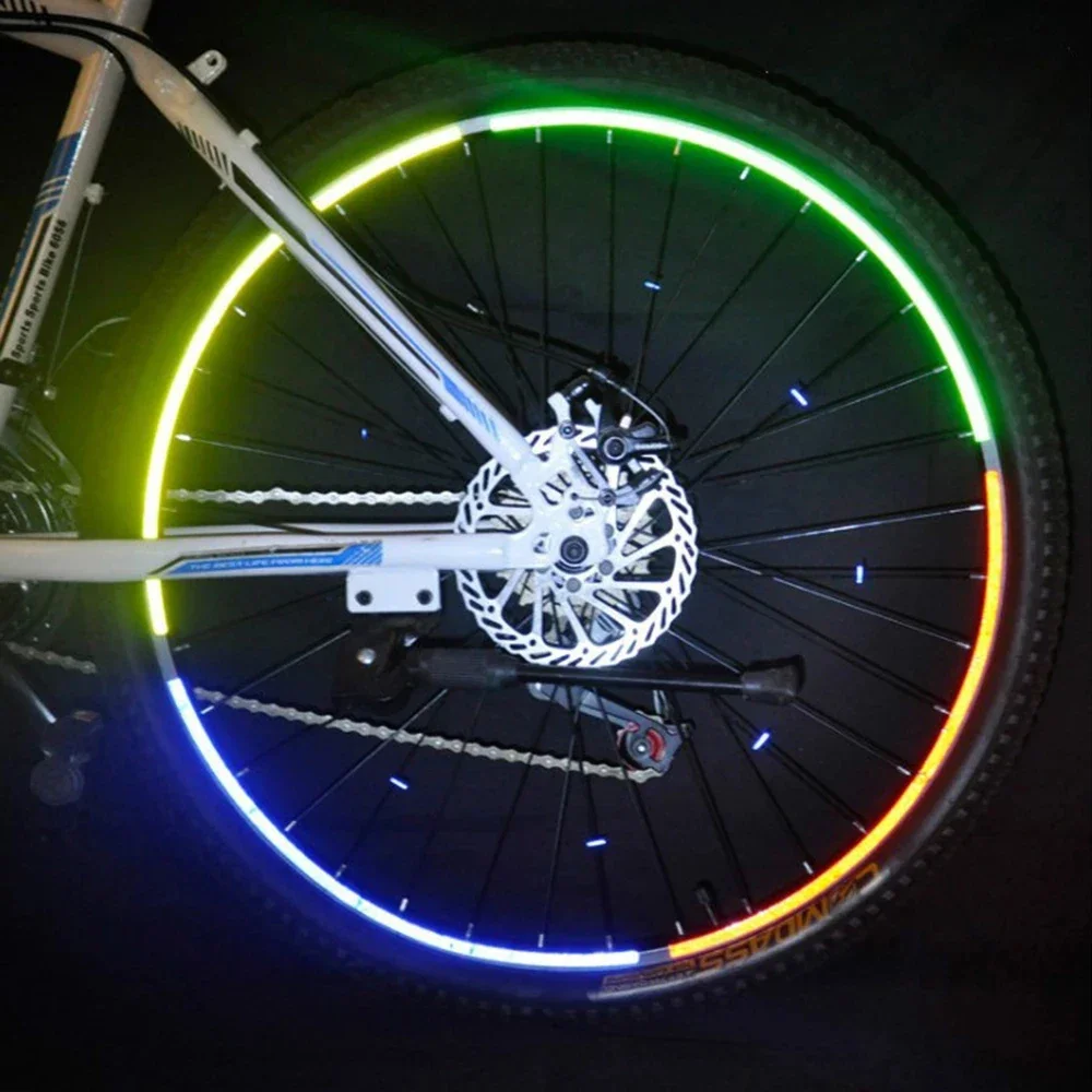 Bike Reflective Stickers MTB Bicycle Wheel Spoke Tubes Strip Adhesive Tape Safety Decor Rim Sticker Cycling Accessories 6 Colors