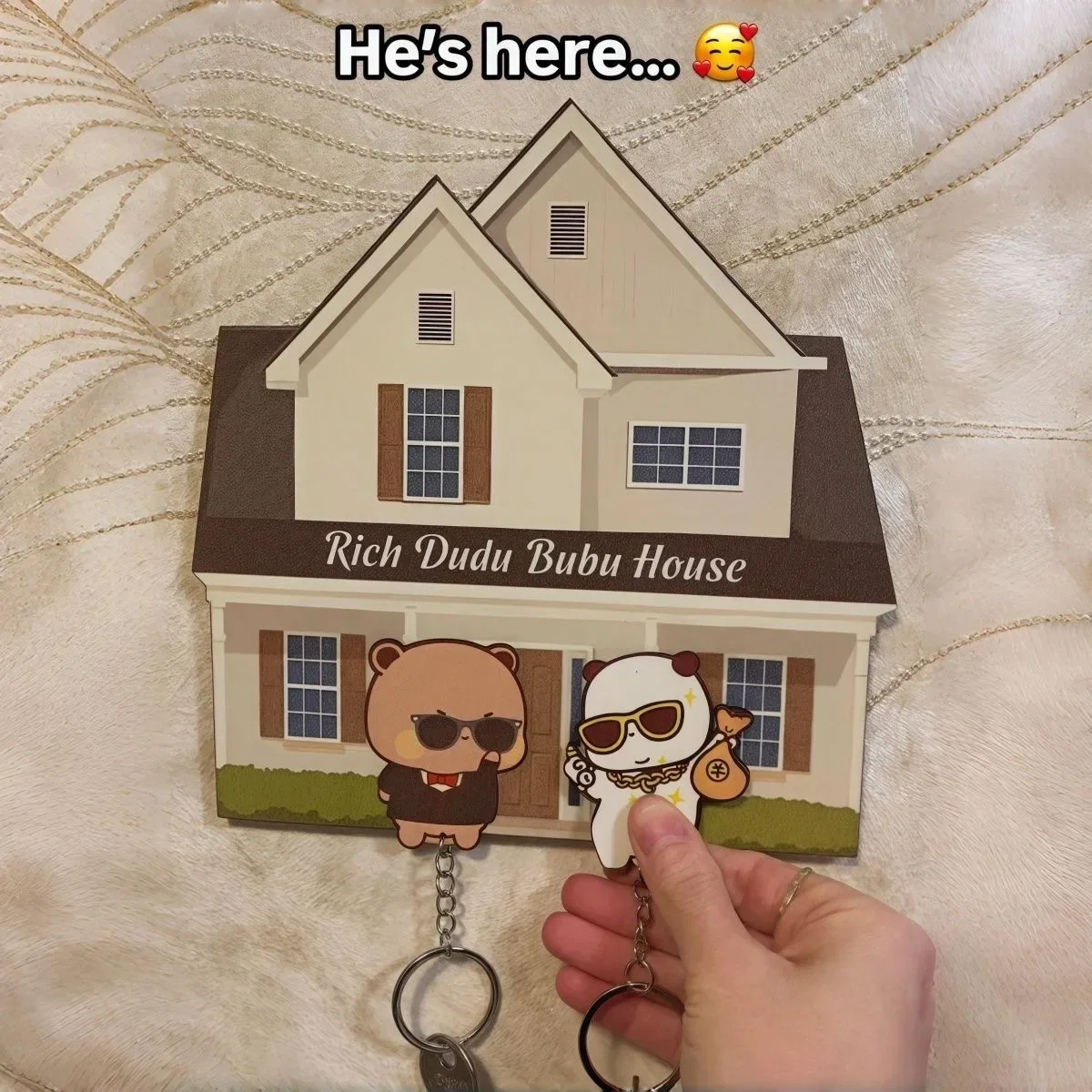 

Cartoon Bubu Dudu Wall Key Holder Cute Keychains Hanger Baby Yier Bear Panda Keyring for Accessories Bag Key Chain Fans Coupl