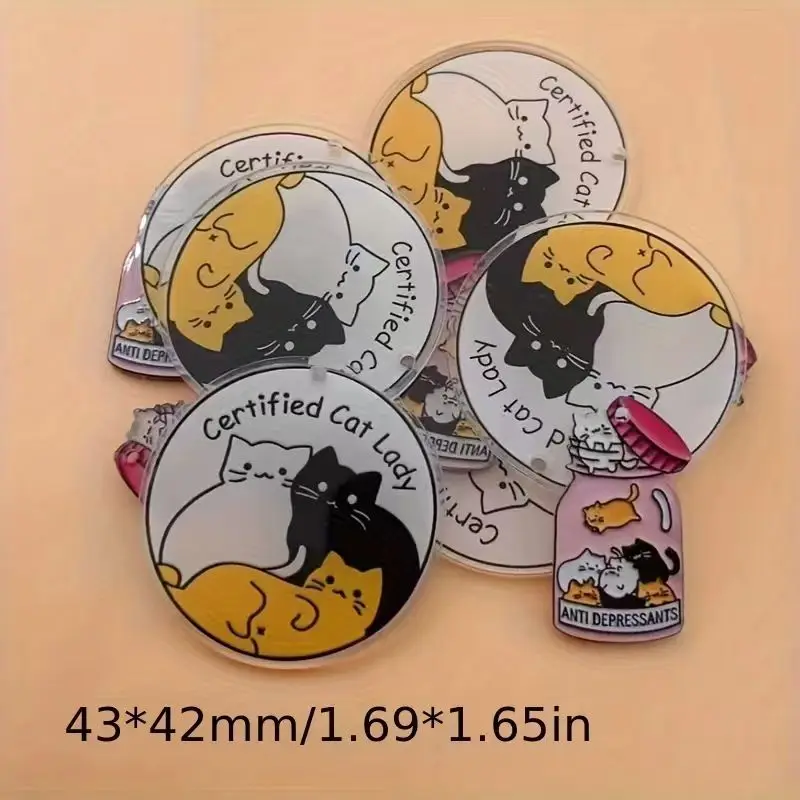 10pcs acrylic cute cat pendant, DIY jewelry making earrings necklace keychain accessories view 6