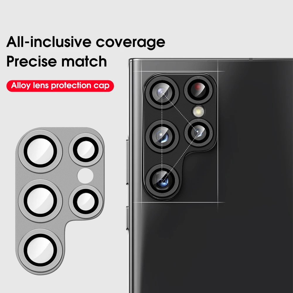 حافظة حماية لعدسة الكاميرا المعدنية ، غطاء لسامسونج جالاكسي S22 ، S21 الترا ، S 22 الترا ، غطاء لواقي الشاشة