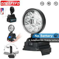 ONEKFYFD LED Work Light Fishing  with 2 USB Charging High Brightness Outdoor Work Camping Lamp for Makita 18V Battery