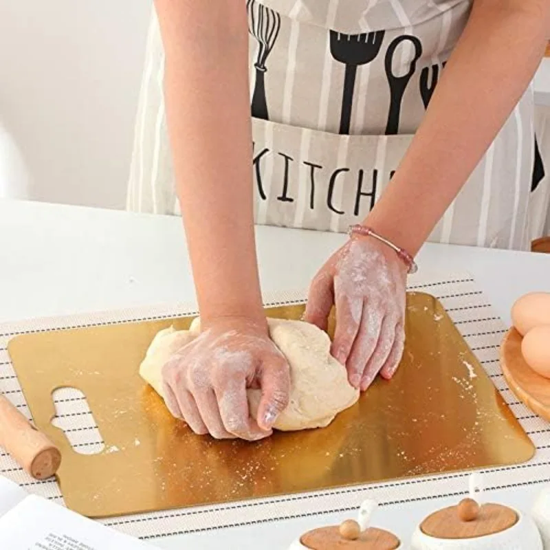 3 шт. золотые разделочные доски из нержавеющей стали — разделочная доска, которую можно мыть в посудомоечной машине с нескользящей канавкой для сока для мяса, рыбы, овощей