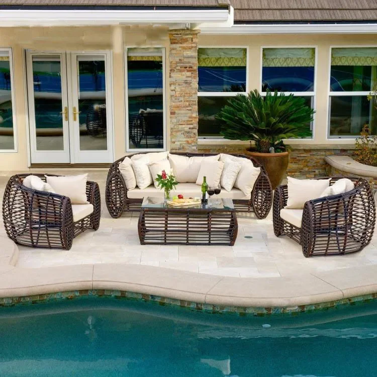 Outdoor sofa balcony courtyard rattan sofa coffee table combination set outdoor