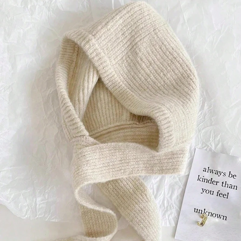 1 قطعة المرأة الخريف/الشتاء بالاكلافا متماسكة قبعة مع غطاء الرقبة ، الشارع نمط زين قبعة دافئة في الهواء الطلق #6