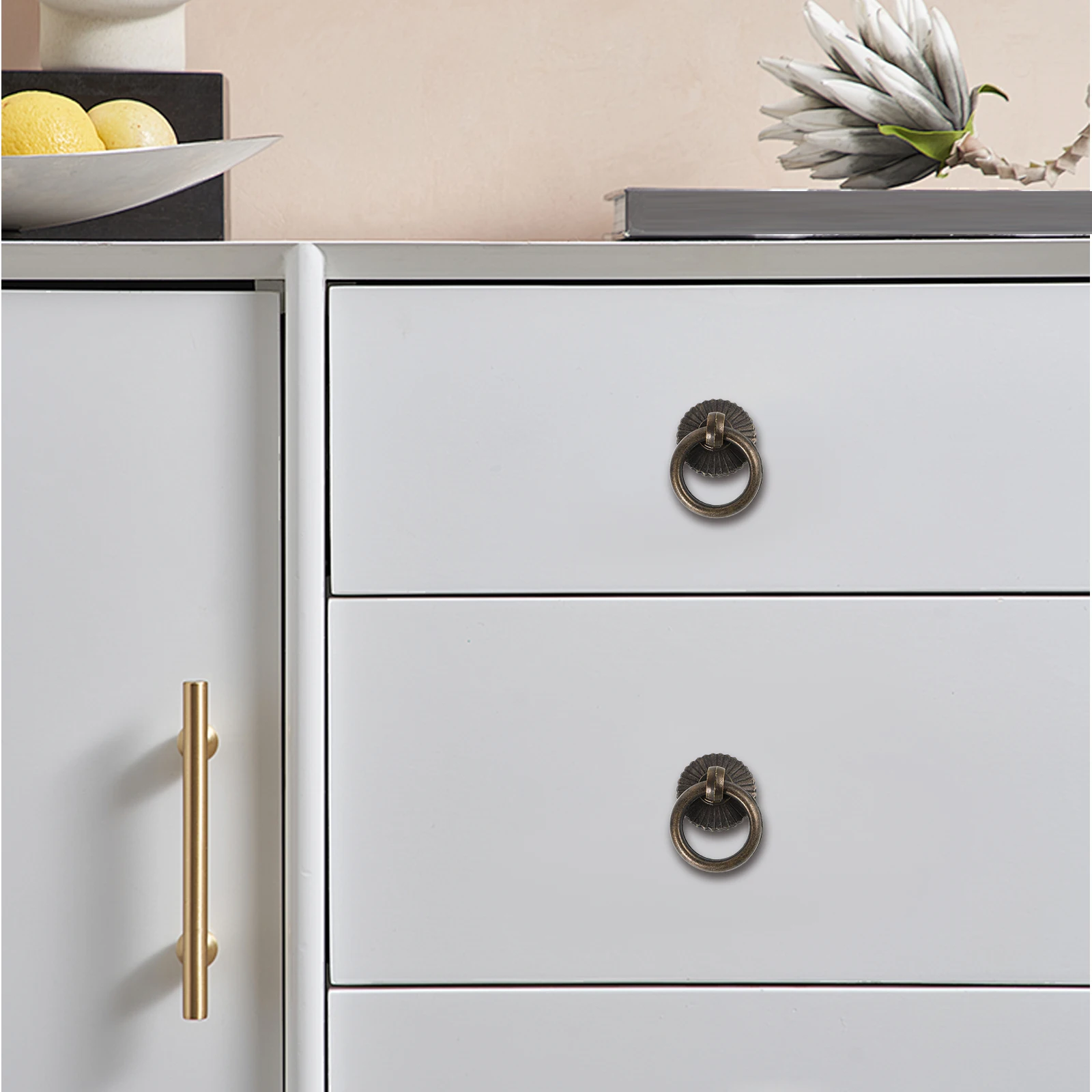 

4PCS Drawer H Zinc Alloy Kitchen Cabinet Hardware Vintage Dresser Pulls Retro Metal Knobs for Storage Furniture